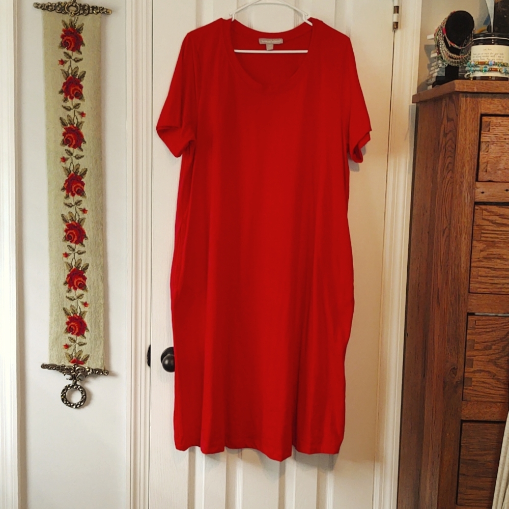 Red Cotton Woman Within Casual Dress size 18/20